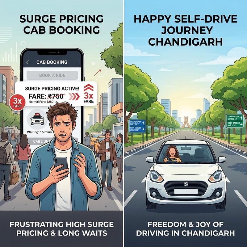 Self-Drive Cars vs Taxis in Chandigarh: A Comprehensive Comparison 1 self drive car in chandigarh vs cab which one actually saves you more money